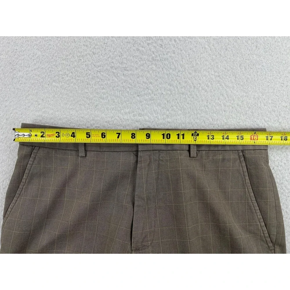 Banana Republic Mens 32x34 Brown Check Modern Fit Cotton Dress Pants 583000-00